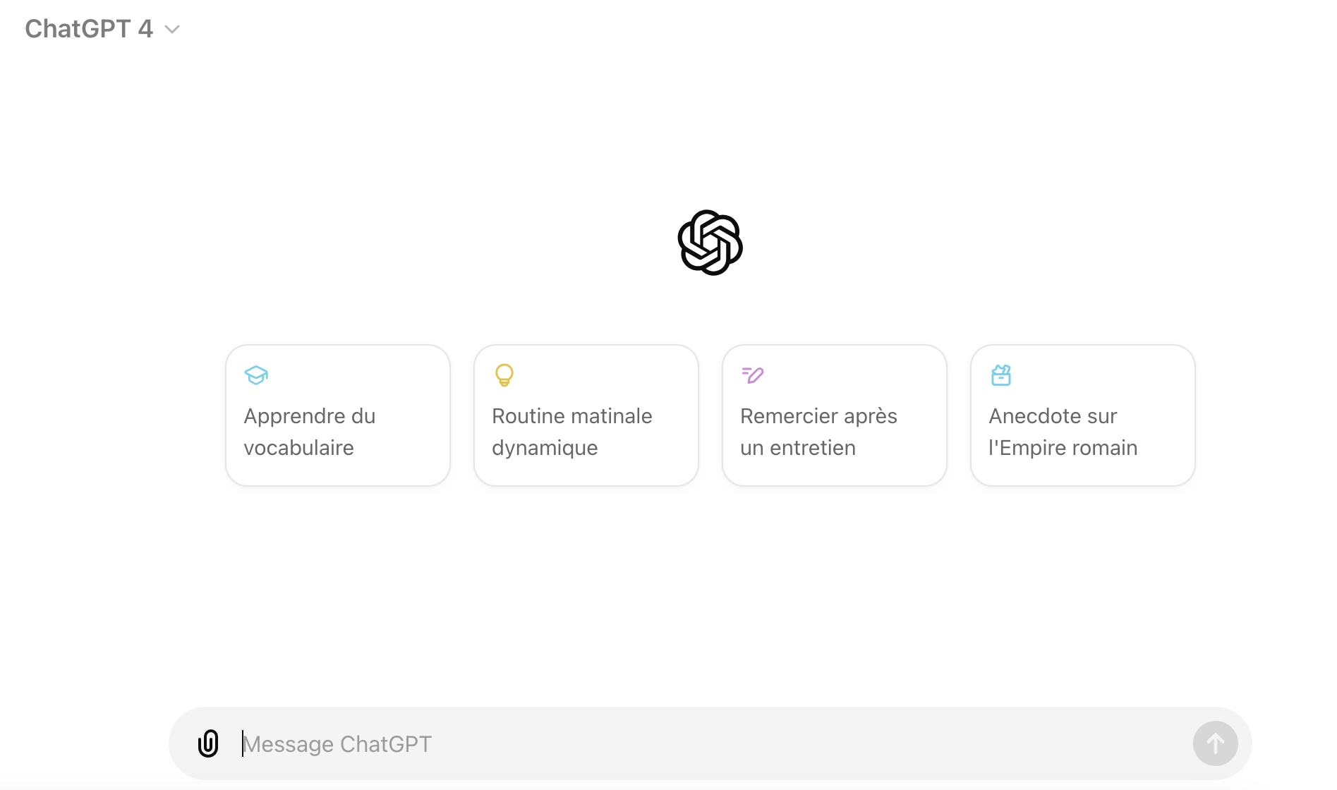 Capture d'écran, montrant ce à quoi ressemble ChatGPT.