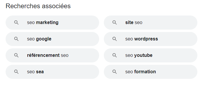 Résultats obtenus en recherchant le terme « SEO » sur Google
